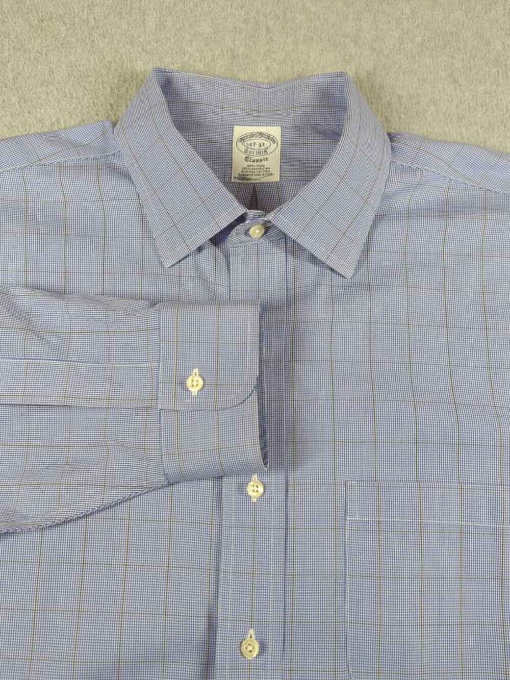 Brooks Brothers Shirt Men's 17 Blue Classic Long Sleeve Dress Button Up